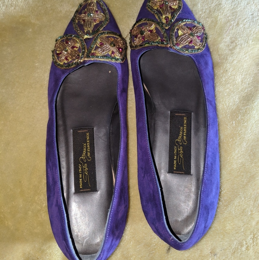 Purple embroidered Sesto Meucci Flats